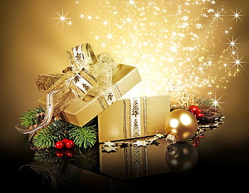 Golden Xmas, golden, decoration, box, christmas, gift, xmas HD wallpaper