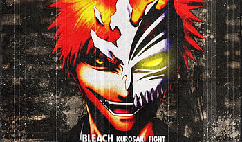 Kurosaki Ichigo, yellow eyes, ichigo, orange hair, smile, head, ichigo kurosaki, bleach, anime, hollow, face, black and yellow eyes, cool, hollow mask, spiky hair HD wallpaper