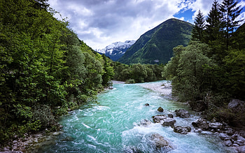 Mountain, River, Forest, Landscape, Nature HD wallpaper
