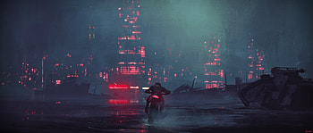 Biker Man Away, artist, artwork, bike HD wallpaper