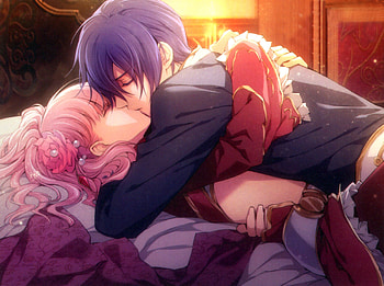 Couple, White bed, Manga, Lulu, Pink hair, Wand of Fortune, Boy, Kissing, Long hair, Light Novel, Blue hair, Flower, Julius, Pink long hair, Fortner, Kiss, Bed, Julius Fortner, Anime, Short blue hair, Female, Girl, Guy, Short hair, CG art, Male HD wallpaper