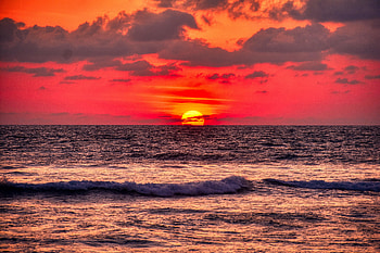 Nature, Water, Sunset, Sun, Waves, Ocean HD wallpaper