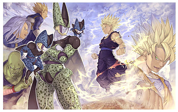 anime, Dragon Ball, Son Goku, Son Gohan, Vegeta, Trunks (character), Piccolo, Cell (character), Dragon Ball Z / and Mobile Backgrounds HD wallpaper