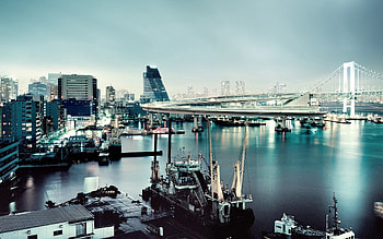Cities, Rivers, City, Skyscrapers, Tokyo, Rainbow Bridge HD wallpaper