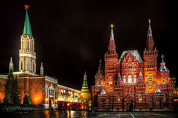 Nighttime beauty, Red Square, Striking visuals, Illuminated cityscape HD wallpaper