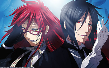 Black Butler Characters Grell & Sebastian and background HD wallpaper