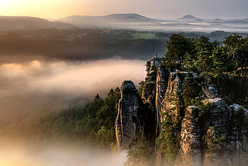 Nature, Rocks, Fog, Hills HD wallpaper