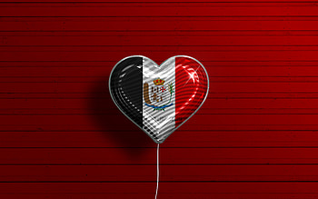 I Love Codo, , realistic balloons, red wooden background, Day of Codo, brazilian cities, flag of Codo, Brazil, balloon with flag, cities of Brazil, Codo flag, Codo HD wallpaper