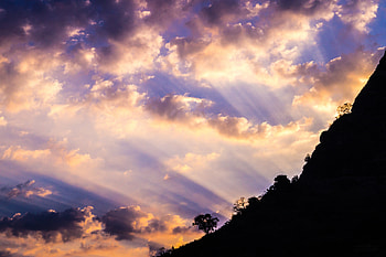 Nature, Trees, Sky, Clouds, Dawn, Slope HD wallpaper