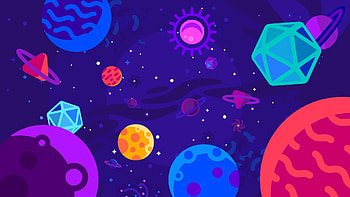 Artwork, colorful, planet, shapes, universe HD wallpaper
