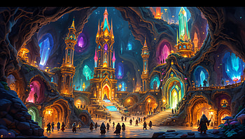 Dwarven Underground City: A Stunning Ultra, dwarven underground city, fantasy, vibrant colors HD wallpaper