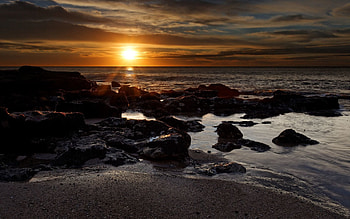 Nature, Sea, Sun, Outlines, Lumps, Blocks HD wallpaper