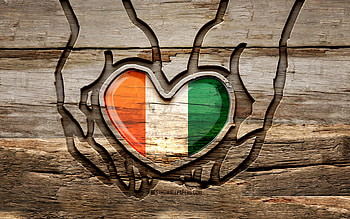 I love Cote d Ivoire, , wooden carving hands, Day of Cote d Ivoire, Ivorian flag, Flag of Cote d Ivoire, Take care Cote d Ivoire, creative, Cote d Ivoire flag, Cote d Ivoire flag in hand, wood carving, african countries, Cote d Ivoire HD wallpaper