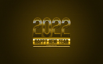 2022 New Year, 2022 yellow background, 2022 concepts, Happy New Year 2022, yellow carbon texture, yellow background HD wallpaper
