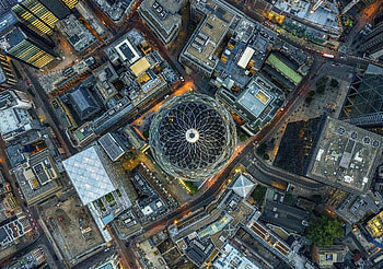 Bird's eye view, Gherkin and surroundings, 1920x1348, Imgur HD wallpaper