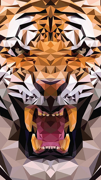 iOS8 Animals Tiger Polygon Pattern Drawn HD phone wallpaper