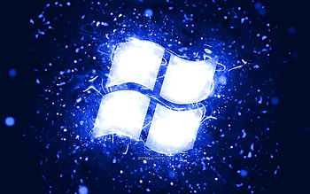 Windows dark blue logo, , dark blue neon lights, creative, dark blue abstract background, Windows logo, OS, Windows HD wallpaper
