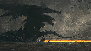 Dragon, fantasy, dark, art HD wallpaper