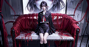 Anime Girl Art: Dark Elegance in AI-Enhanced Detail, AI Art, Anime, girl, anime girl HD wallpaper