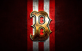 Boston Red Sox emblem, golden emblem, MLB, red metal background, american baseball team, Major League Baseball, baseball, Boston Red Sox HD wallpaper