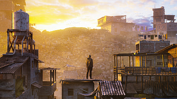 Boy Enchanting The View Of Town, alone, artist, artwork, digital-art HD wallpaper