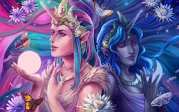 Goddess, abstract, elves, butterfly, fantasy, crystal ball HD wallpaper