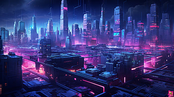 Cyberpunk Neon Cityscape, neon, cyberpunk, Sci Fi, city, sci fi city HD wallpaper