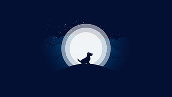 Dog Minimalism 10k, dog, minimalism, artist, artwork, moon HD wallpaper