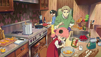 Spy x Family Feast: Yor, Loid & Anya Cooking Together, food, Yor Forger, Loid Forger, Anya Forger, Anime, Spy x Family HD wallpaper