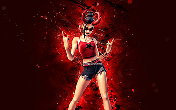 Demon Surf Witch, , red neon lights, Fortnite Battle Royale, Fortnite characters, Demon Surf Witch Skin, Fortnite, Demon Surf Witch Fortnite HD wallpaper