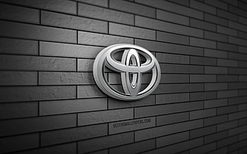 Toyota 3D logo, , gray brickwall, creative, cars brands, Toyota logo, Toyota metal logo, 3D art, Toyota HD wallpaper