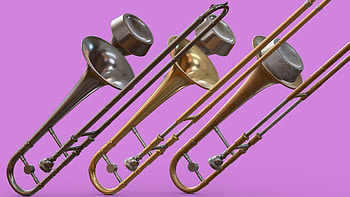 Trombone brass instrument, Royalty- 3D model, Maddhatt at Maddhatt, Instrumental artistry HD wallpaper
