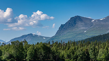 Swedish mountains, Kvikkjokk, Sweden, scandinavia, trees, clouds, landscape, sky, forest HD wallpaper