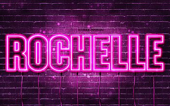 Happy Birtay Rochelle, , pink neon lights, Rochelle name, creative, Rochelle Happy Birtay, Rochelle Birtay, popular french female names, with Rochelle name, Rochelle HD wallpaper