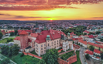 Krakow, Poland, aerial, Krakow, castle, Poland, panorama HD wallpaper
