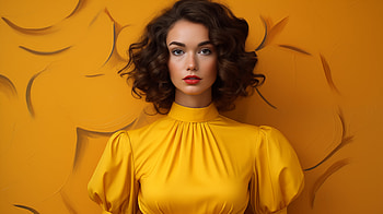 Elegant Woman in Yellow Dress - Model, yellow dress, woman, model HD wallpaper