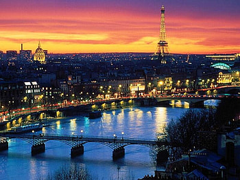 Parisian Sunset, river, paris, lights, sunsets, nature, bridges HD wallpaper