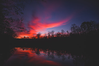 Rivers, Trees, Sunset, Sky, Horizon, Reflection, Dark HD wallpaper
