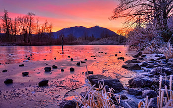 Lake Mountain, trees, nature, rocks, lake, mountain HD wallpaper