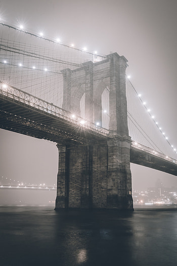 Cities, City, Lights, Fog, Bridge, Illumination, Backlight, Darkness HD phone wallpaper