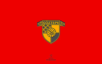 Goztepe SK, red yellow background, Turkish football team, Goztepe SK emblem, Super Lig, Turkey, football, Goztepe SK logo HD wallpaper
