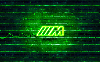 M-sport green logo, , green brickwall, M-sport logo, cars brands, M-Sport Team, M-sport neon logo, M-sport, BMW M-sport HD wallpaper