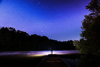 Stars, Night, Dark, Silhouette, Fog, Starry Sky HD wallpaper