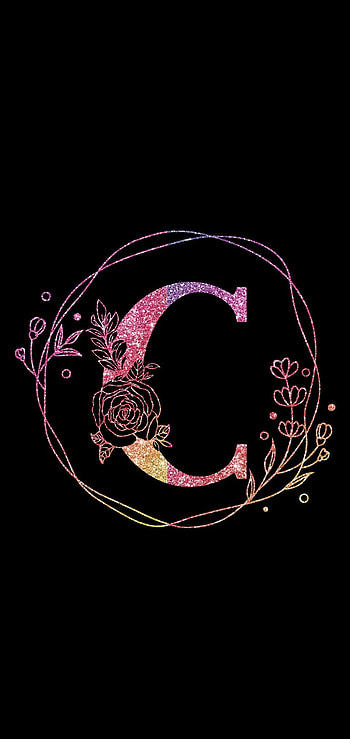 Pink/Black C, pink, letter, black, glitter HD phone wallpaper