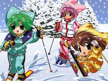 Skiing, puchiko, anime, dejiko, rabi en rose, digi charat HD wallpaper