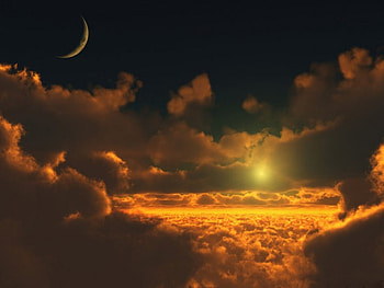 COPPER SUNSET, copper, night sky, clouds, flight, sky, suns, moons HD wallpaper