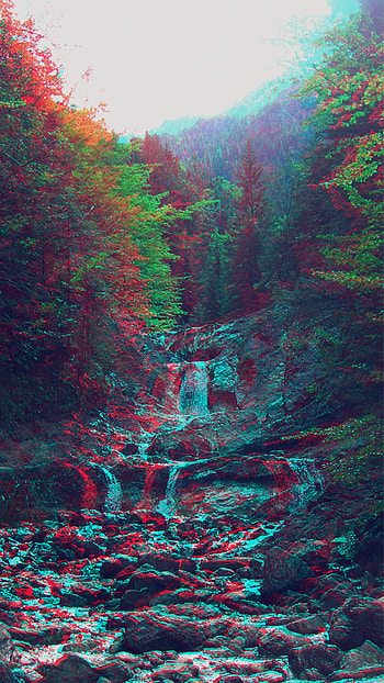 Anaglyph Mountain Green Nature Art HD phone wallpaper