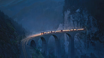Train Coming Out Of Tunnel, train, graphy, bridge, mountains HD wallpaper