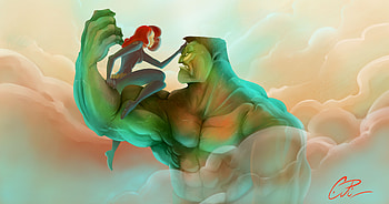 Hulk And Black Widow Artwork, hulk, black-widow, artwork, artist, deviantart, digital-art, art HD wallpaper