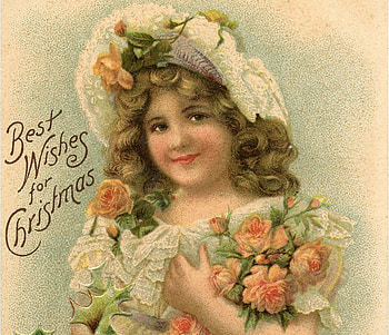 :), rose, pink, craciun, christmas, flower, card, girl, vintage HD wallpaper